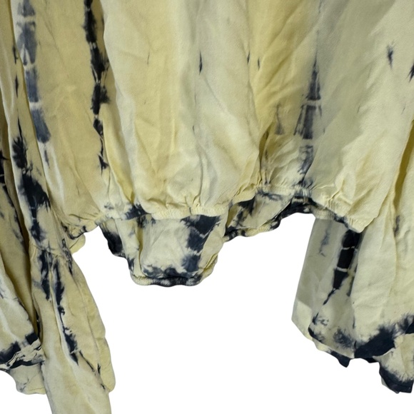 Surf Gypsy Yellow/Black Tie Dye Bell Sleeve Crop Top Sz M - Picture 4 of 8